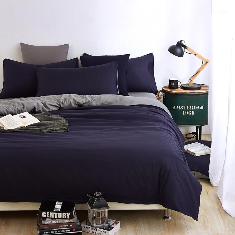 

Bedding solid color Double-fight four-piece set scrub aloe vera cotton can be customized simple home textile bedroom quilt Co1, 18