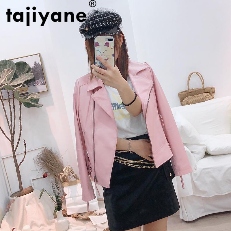 

Real Genuine Leather Jacket Women Ladies Geniuin Leather Jackets Jacket Women Clothes Korean Fit Short Motobiker Coats 066-1, Black