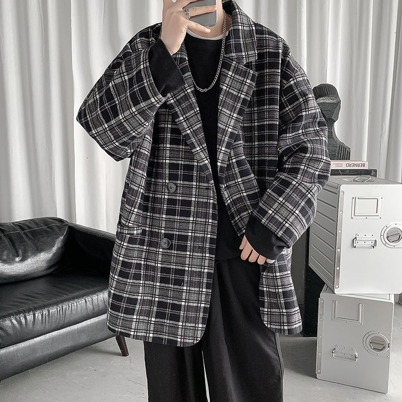 

Spring 2021 Men's and Winter Thin New Retro-plaid Style Jacket Male Clothes ZPTG, Brown
