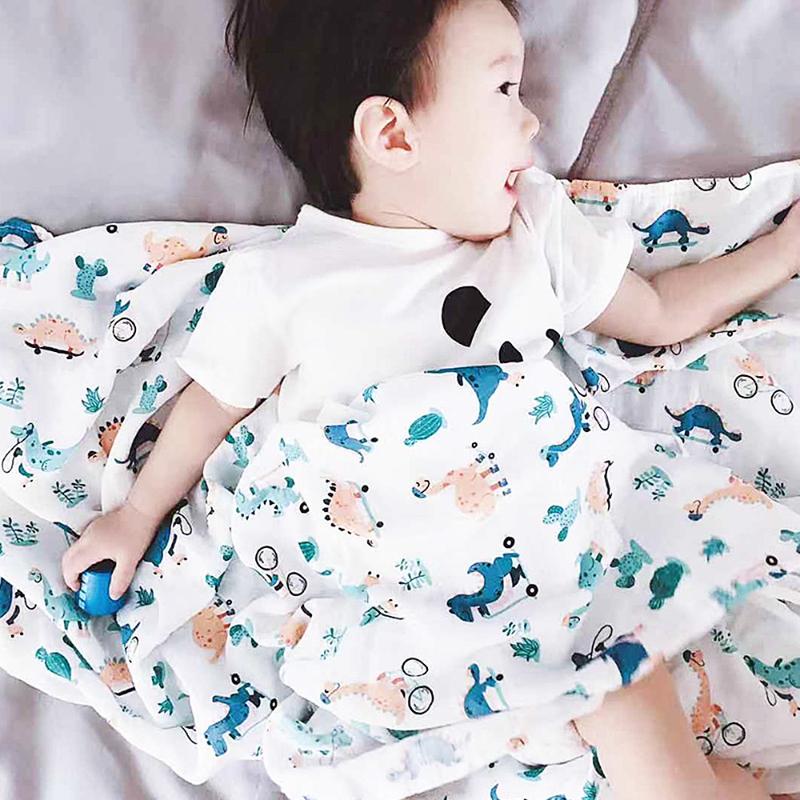 

Summer Baby Blankets Double Layers Gauze Newborn Baby Bath Muslin Cotton Swaddle For 0-24M Printing Wrap Stroller Cover, Flower