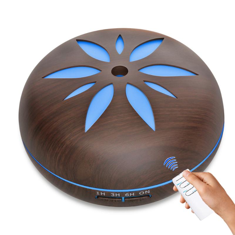 

500ml essential oil diffuser, ultrasonic cold fog air humidifier, color LED lamp, wood grain diffuser