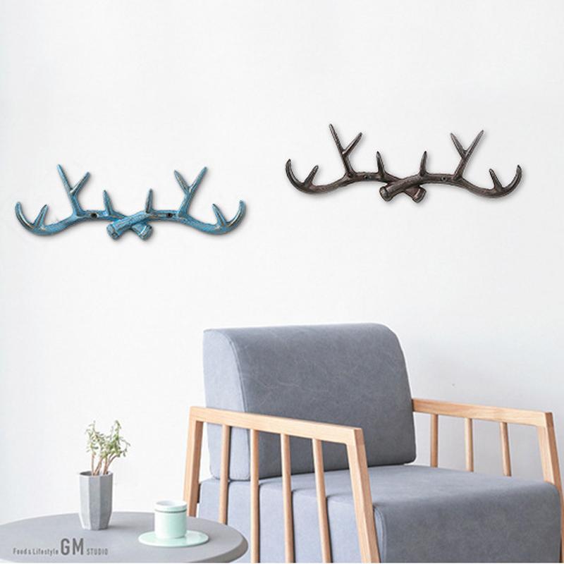 

European Retro Antlers Hooks Wall Hanging Coat Hook Iron Sundries Hanger Wall Mounts Room Storage Racks Crafts Home Decor Hooks1