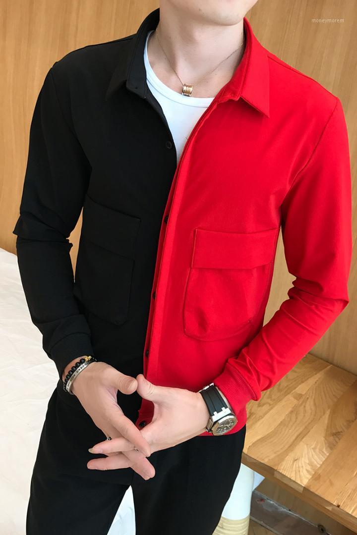 

Black Red Jacket Party Club Fashion Slim Fit Mens Autumn Jacket Outfit Men Contrast Color Casaca Hombre -3XL1