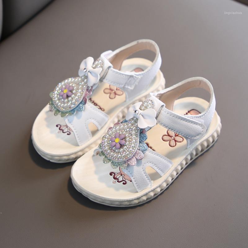

TELOTUNY sandals Infant Kids Baby Girls Summer Open Toe Beach Flower Sandals Pearl Princess Shoes children girls Jun61, White