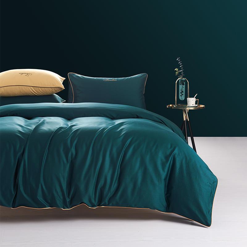 

60S Long-staple Cotton Bedding Sets Egyptian Solid Color Bed Set 4pcs Bed Set Embroidere Cover Sheet Sheet Duvet Spread Fit