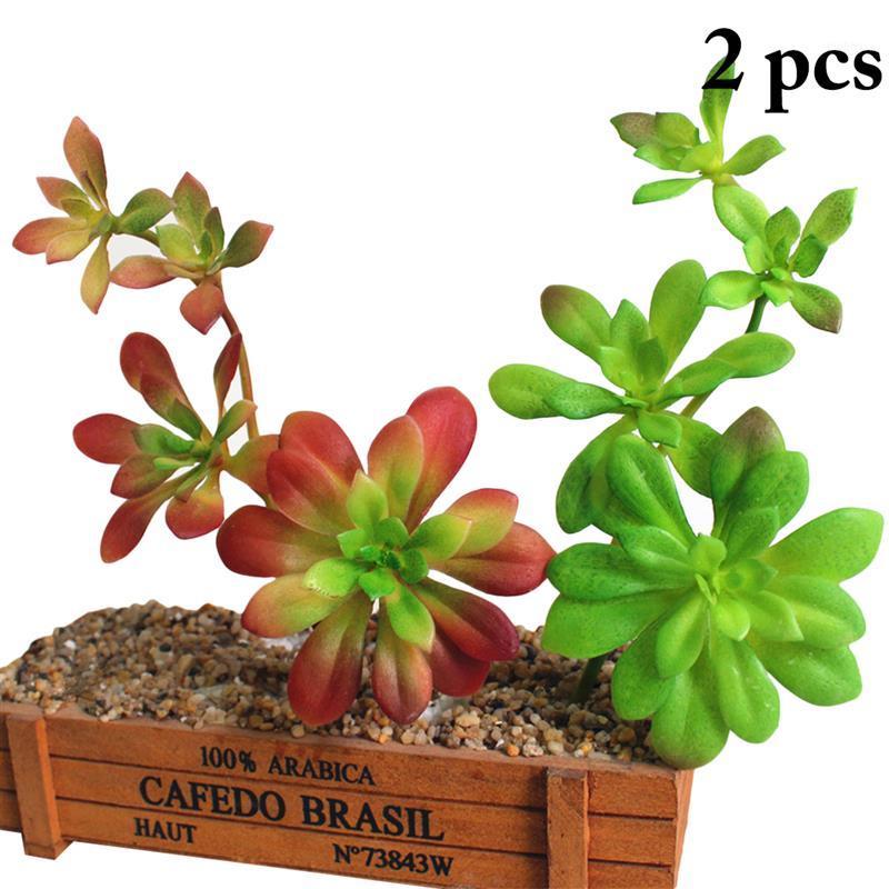 

2pcs Green Flocking Artificial Succulents Plants Bonsai Desktop Fake Plants Valentine's Day Wedding Home Garden Decoration1, Multi