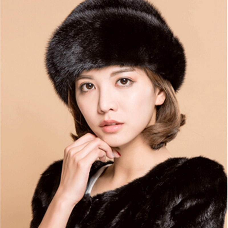 

Mink the New Skin Hat All Winter Bonnet Covers Shape of Middle-aged and Elderly Women 8enn, Brown