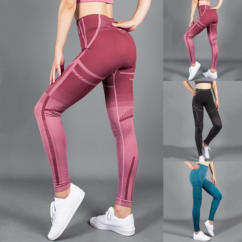 

Sexy 2021 High Waist Fitness Leggings Women' Buttocks Striped High-stretch Seamless Yoga Pants Sports Yoga Pants Push Up
