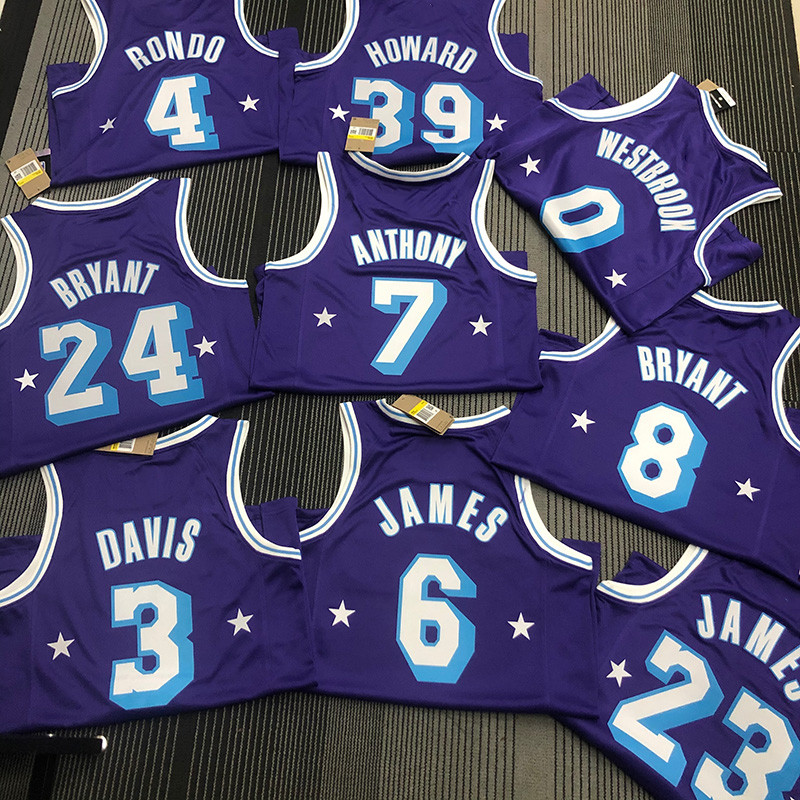 

New 75th anniversary Printed Basketball 6 James Jersey Edition Carmelo 7 Anthony Jersey Davis 3 Russell 0 Westbrook Dwight 39 Howard Austin 15 Reaves sleeveless Men, Colour 1