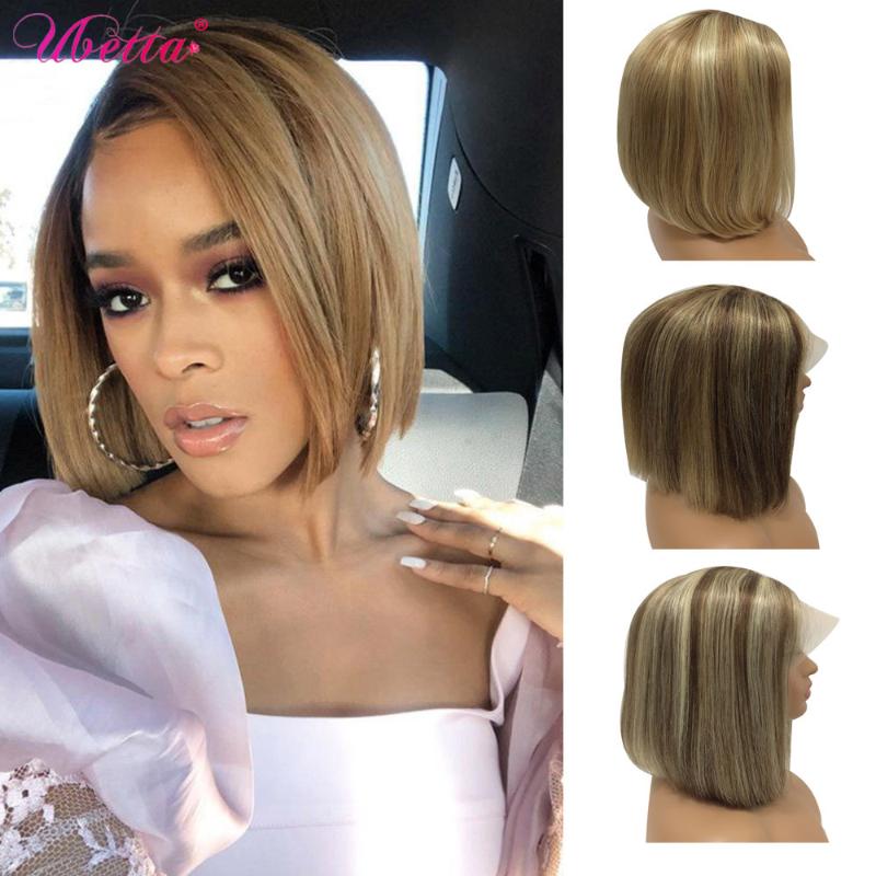 

UBETTA 100% Real Hair Wigs Ombre U Part Wig Bob Human Hair Wigs Highlight Plucked Glueless Straight Brazilian For Black Women, 6t6-613 u part wig