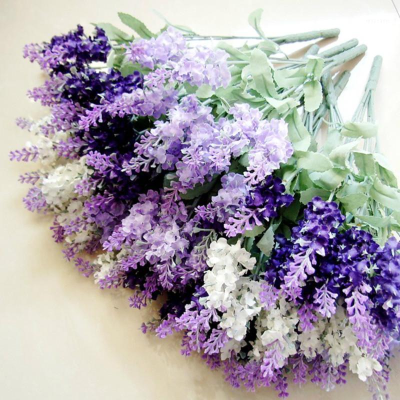 

3 PCs Artificial Silk Flower Lavender Flowers Bouquet Hand-Made Plastic Flowers Living Room Decoration Wedding Garden1