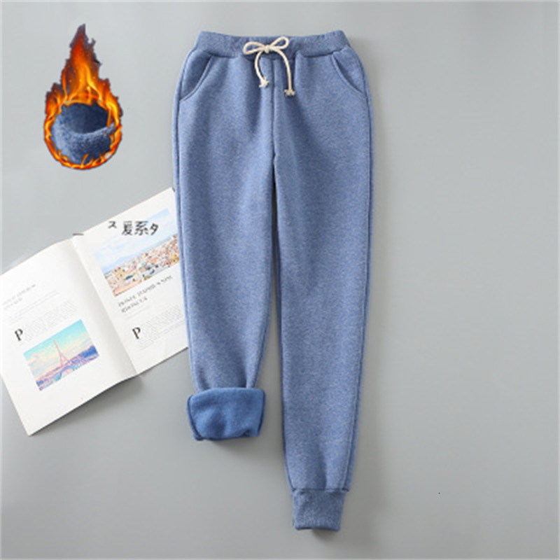 

2021 New Thickened Fleece Sweatpants Pants Autumn Winter Warm Joggers Women Outer Wear Streetwear Casual Trousers R44x, Black