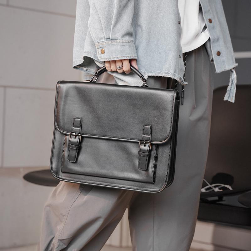 

Tidog Korean leather versatile fashion casual briefcase flip business bag