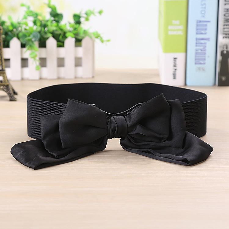 

Belts 2021 Ladies Belt Fashion Elastic Bow Knot Decoration Waist Slim Women's Dresses All-match Everyday, Black;brown