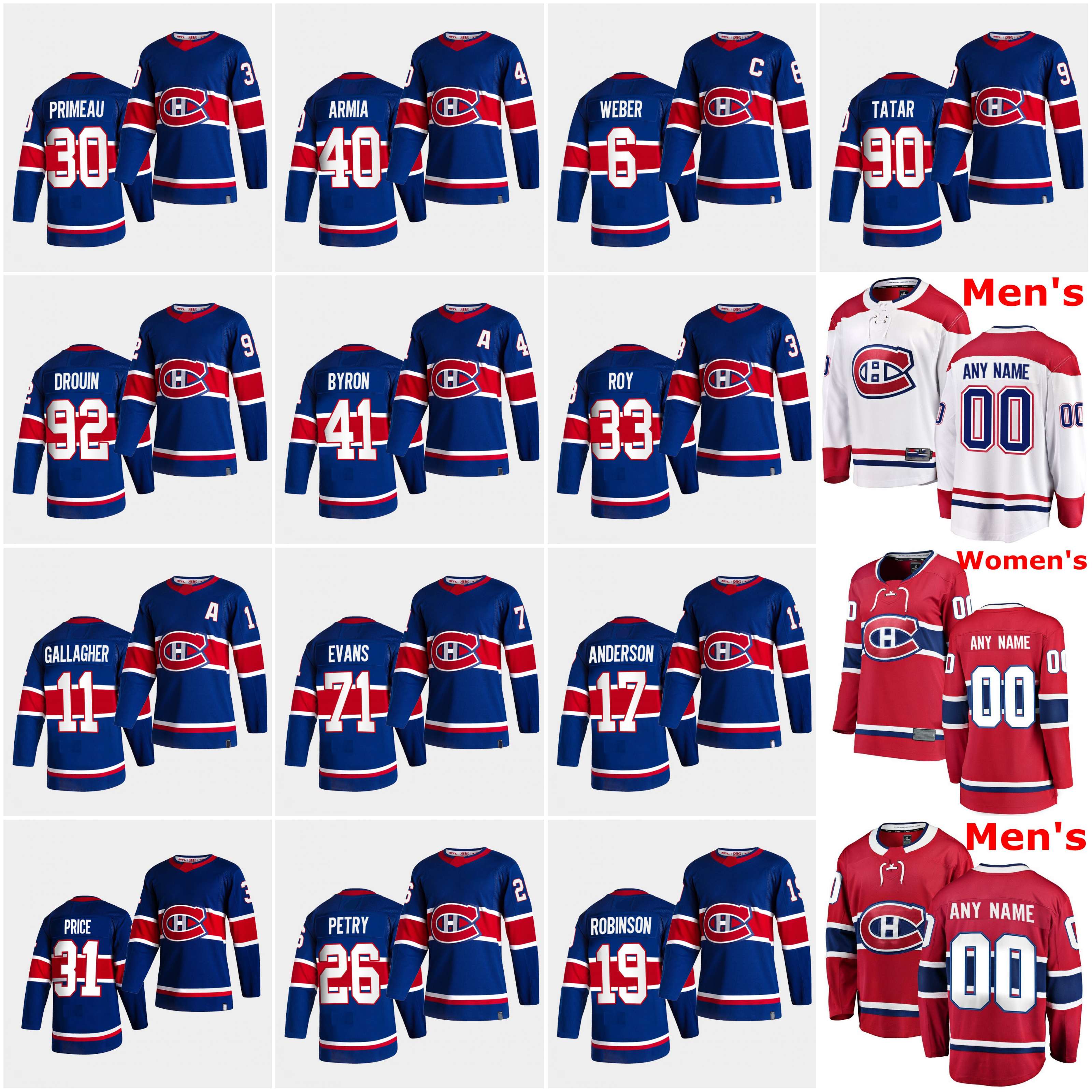 

Montreal Canadiens 2021 Reverse Retro Hockey Carey Price Jesperi Kotkaniemi Allen Brendan Gallagher Roy Domi Anderson Danault Drouin Suzuki, Black;red