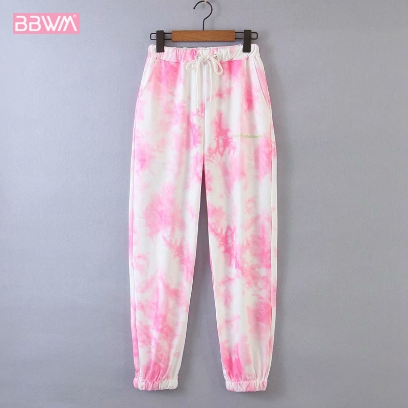 

Elastic Waist Tie Sexy Blooming Beam Feet Chic Women's Pants Harajuku Loose Comfortable Exercise Color Leisure Female Pants 201228, Dark blue