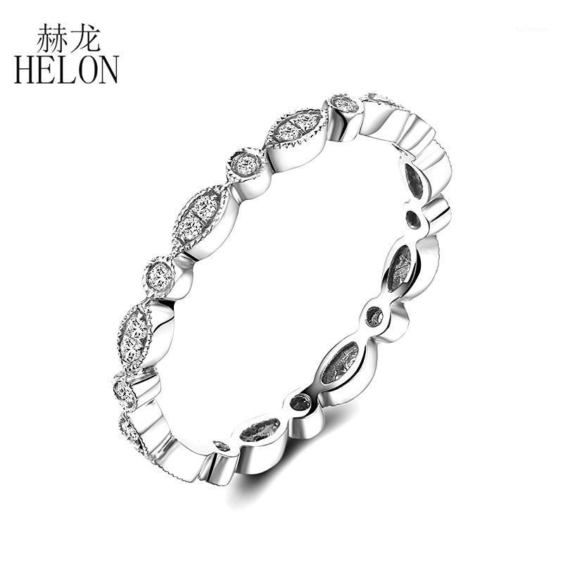 

HELON Solid 14K White Gold 0.2ct Natural Diamonds Engagement Ring Women Diamond Vintage Wedding Fine Jewelry Eternal Ring Gift1