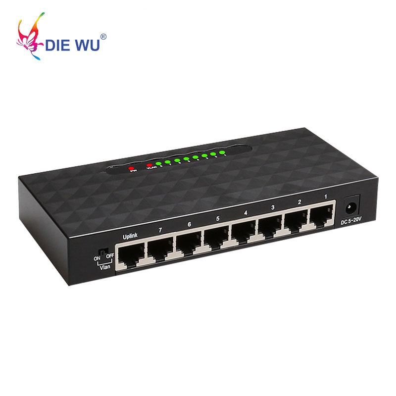

8 Port Gigabit Switch Desktop RJ45 Ethernet Switch 1000mbps Lan Hub 8 port Shell Plastic Network EU US plug