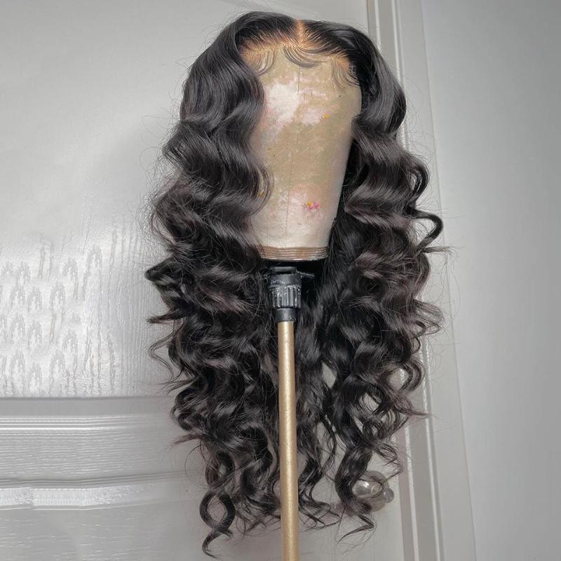 

T Part Wig Lace Middle Human Hair Wigs For Black Women Remy Brazilian 150% Curly Deep Wave Wig With Baby Hair Pre Plucked JKO, As pic