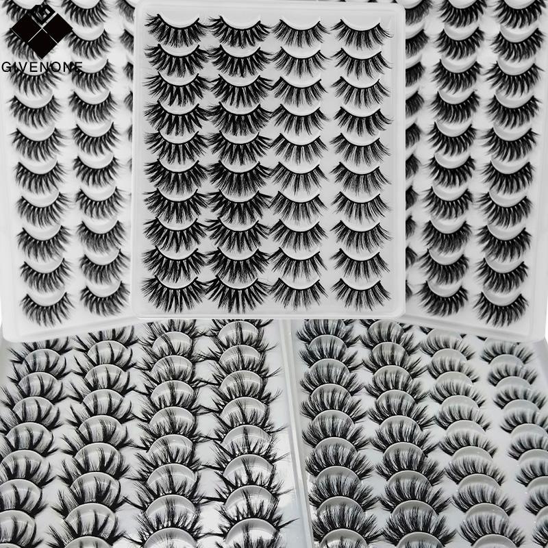 

Wholesale 20 Pairs False Eyelashes 3D Mink Lashes Soft Hair Handmade Wispy Fluffy Long Faux Lash Makeup Tools