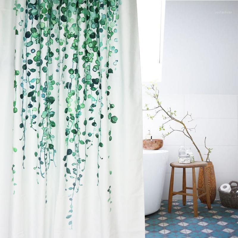 

Nordic Green Plant Shower Curtain Bathroom Partition Curtain Waterproof and Mildew-Proof Bathroom1