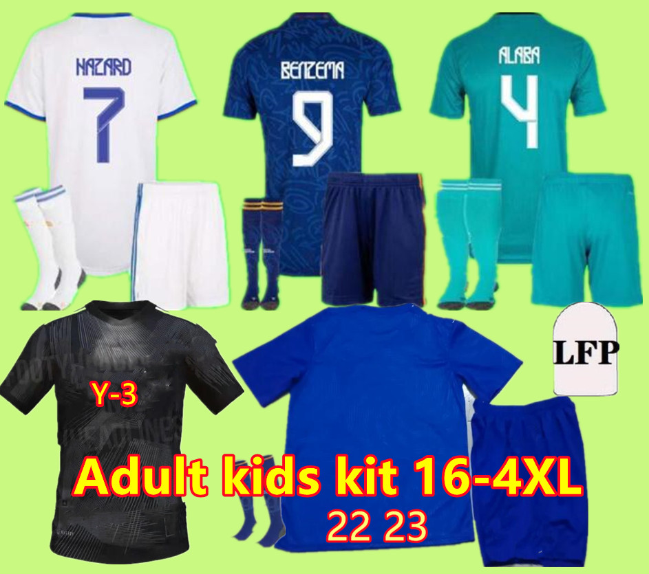 

16-4XL Y-3 MADRID Real Mbappe Soccer jerseys 21 22 23 BENZEMA football shirt 2021 2022 REAL ALABA HAZARD VINI JR MODRIC MARCELO special-edit, Black