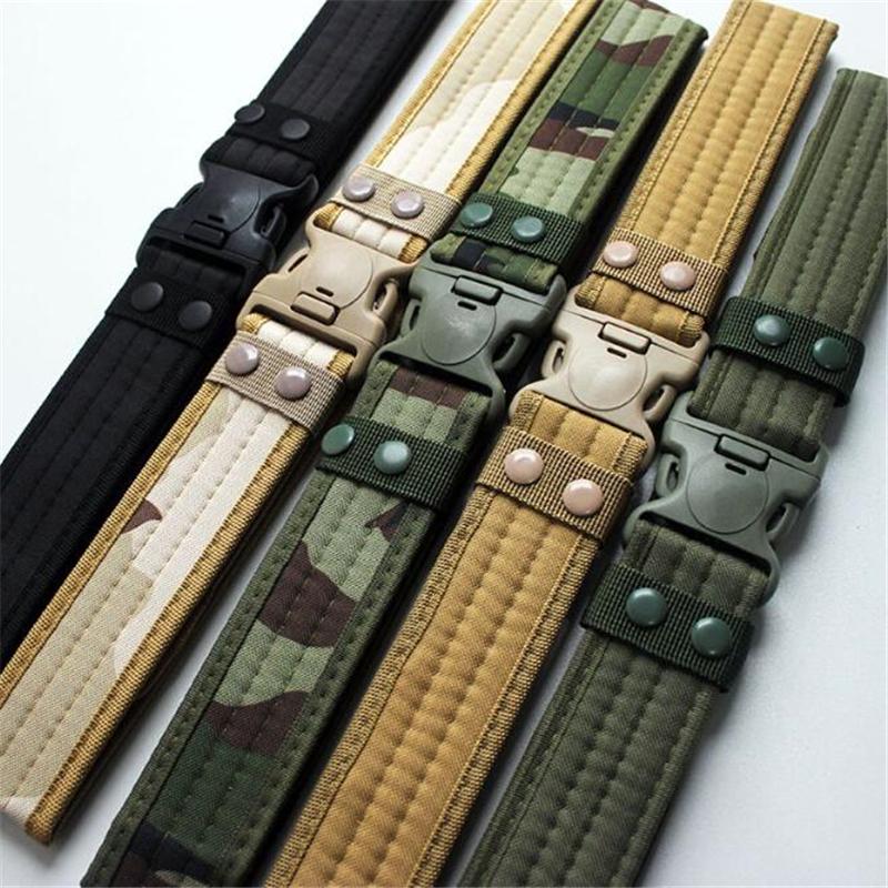 

2 Inch Tactical Belt Unisex Durable Canvas Material Hunting Outdoor Utility Adjustable Waistband, Deep khaki