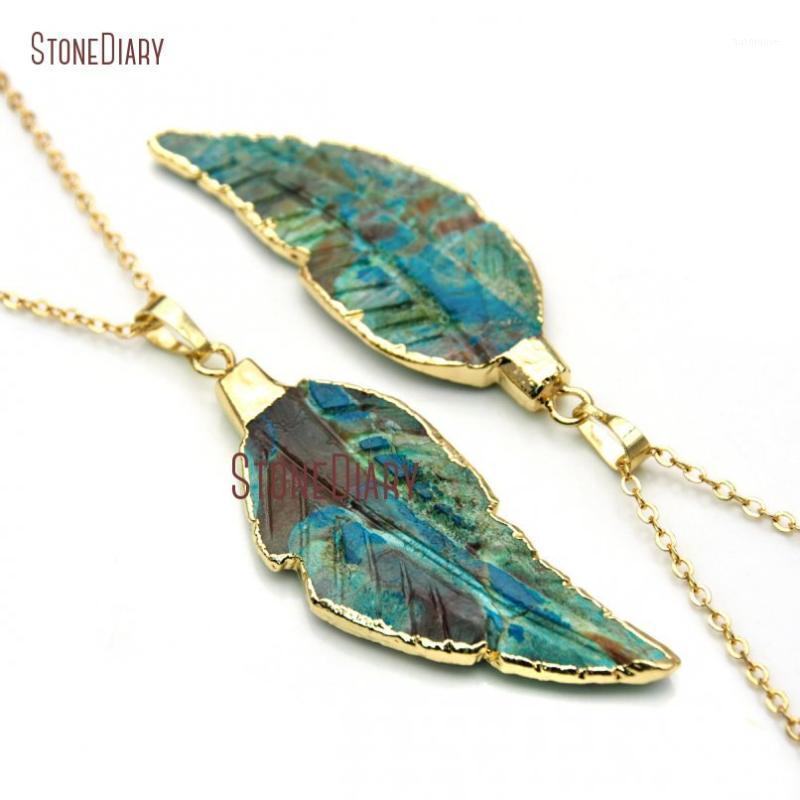 

10Pcs Blue Sea Sediment Jaspers Chains Necklaces Gold Chain Feather Necklace 18inch-32inch NM194941