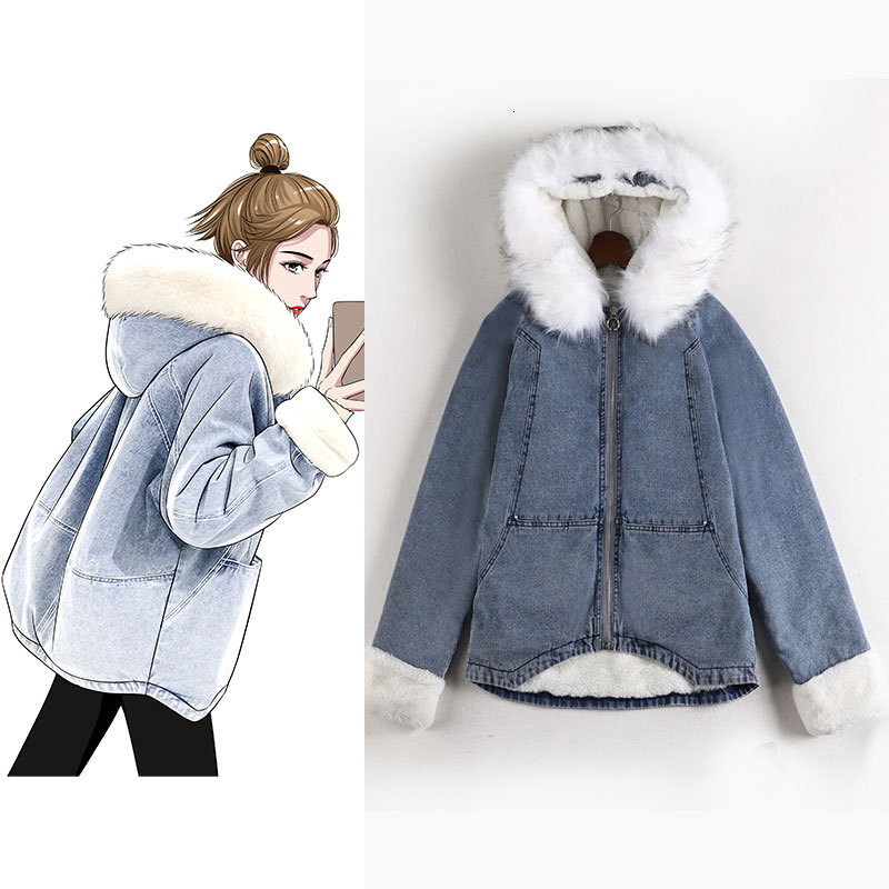 

5xl Fall/long Fashion Thin 2021 Female Winter Jacket Femme Hiver 5hnv, Denim blue.