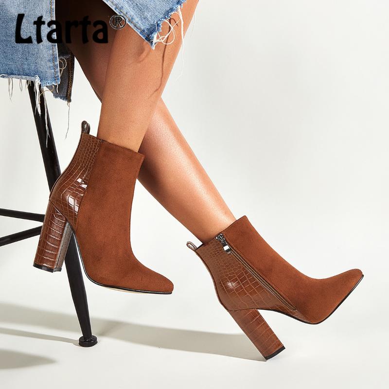 

Boots LTARTA Sales Autumn Winter Thick Heel Women's Pointed-Toe 35 41 Retro British Style High -89700-7, Black