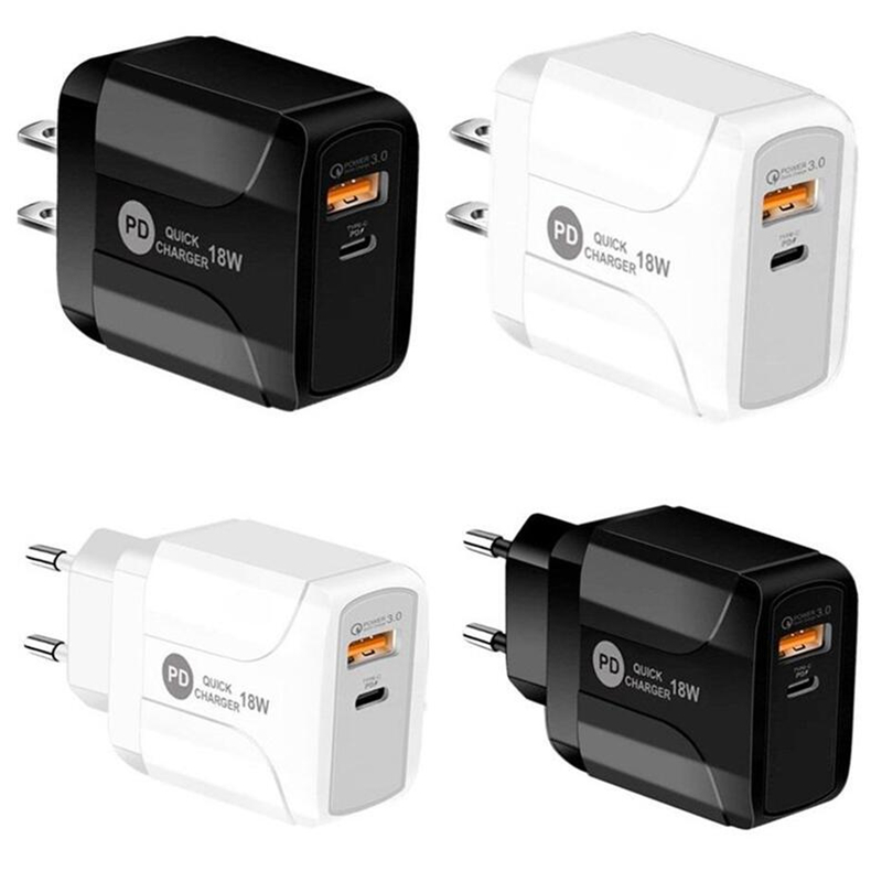 

18W Quick Charge QC 3.0 PD Type c USB Wall Charger Eu US Plug For Iphone 7 8 X 11 Samsung Lg