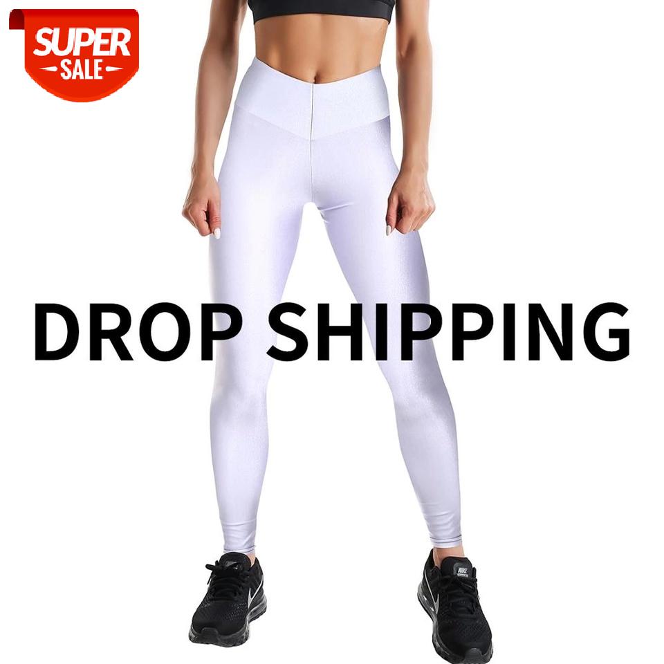 

Qickitout Dropshipping Customize12% spandex Sexy High Waist Elasticity Women Digital Printed Leggings Push Up Strength Pants #PN6N, Black;white