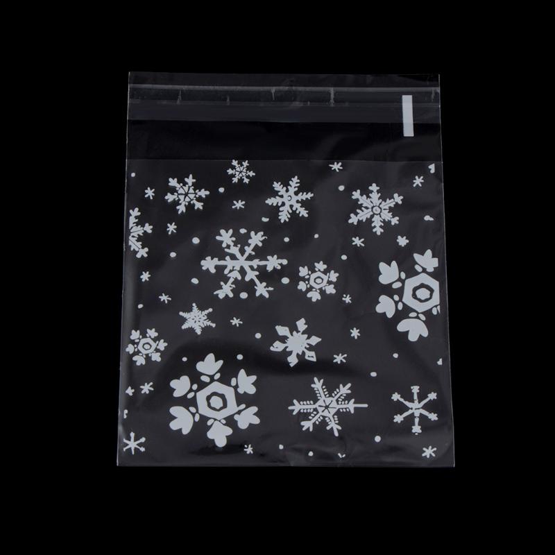 

Gift Wrap 100 Pcs/Lot Arrival Clear Christmas Snowflake Pattern Cookie Bag Plastic Cellophane Self Adhesive SealBakery 10x10cm