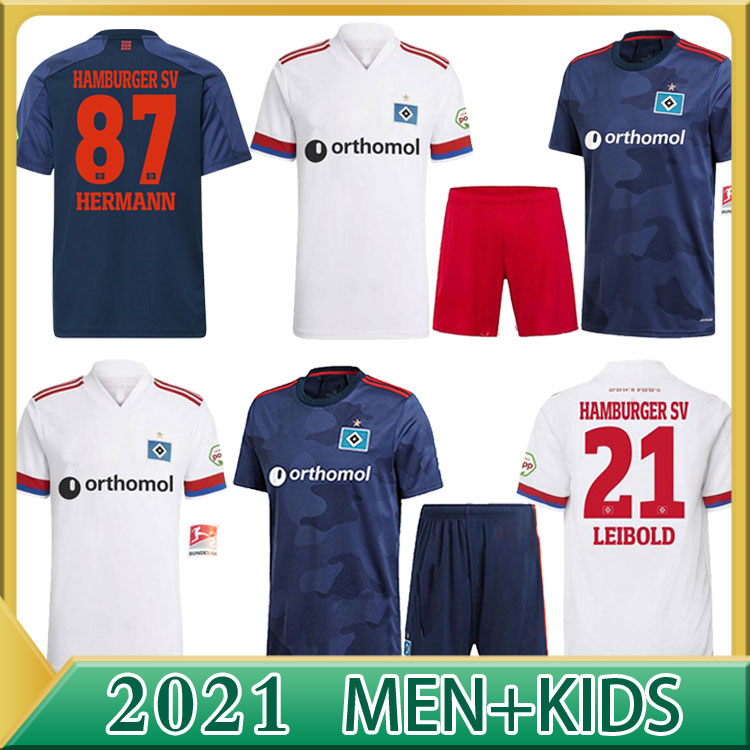 

20 21 HSV MÄNNER KINDER Uniformen Soccer 2XL Jerseys Hamburger SV Kittel LEIBOLD Dudziak Terodde MEN football shirts Uniforms, Home patch