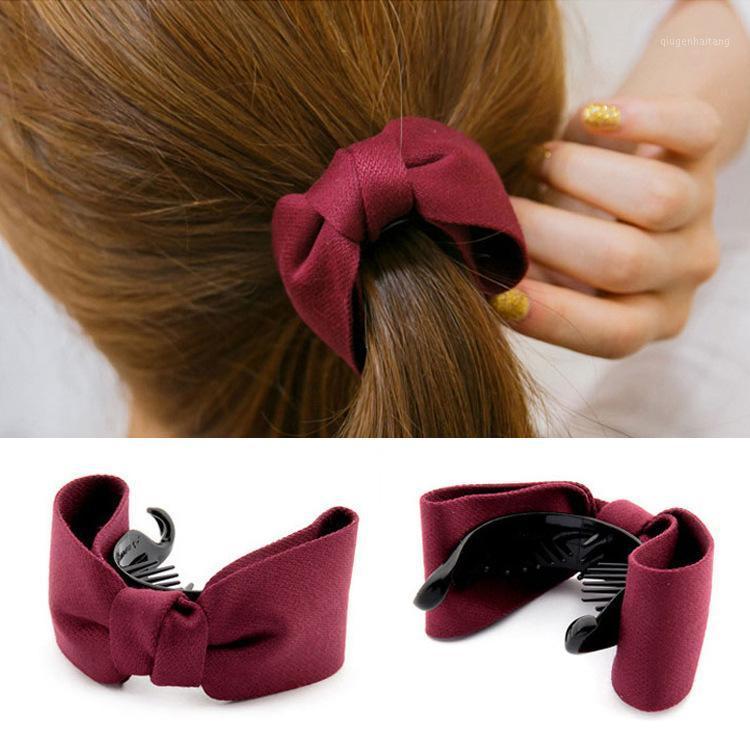 

1PCS New Adult Hair Accessories For Women Girls Fashion Hairpin Side Banana Clip Twist Bow Gripper Tie Ponytail Clip1, Red