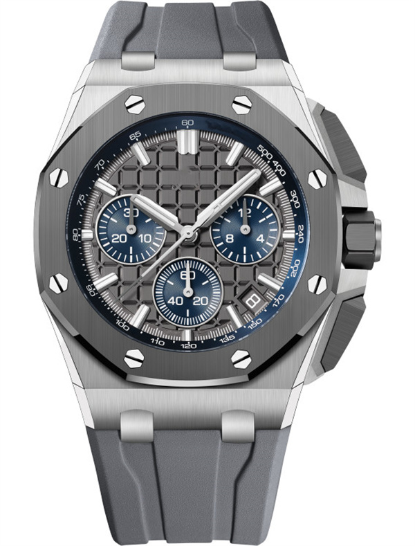 

BY High quality leisure watch, rubber strap, mechanical automatic chain, perpetual calendar, simple, beautiful, waterproof 43mm, Gray