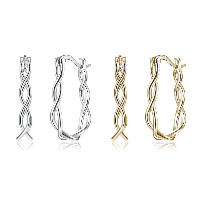 

Women 925 Sterling Silver Hoop Earrings Fashion Two Twisted Lines Pendant Earrings for Lady Love Gift Festival Party Jewelry