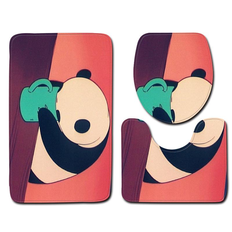 

3pcs/set panda printed Bathroom Carpet Set Skidproof Anti Slip Pedestal Rug Lid Toilet Cover Bath Mat Bathroom Product, W180605-c016