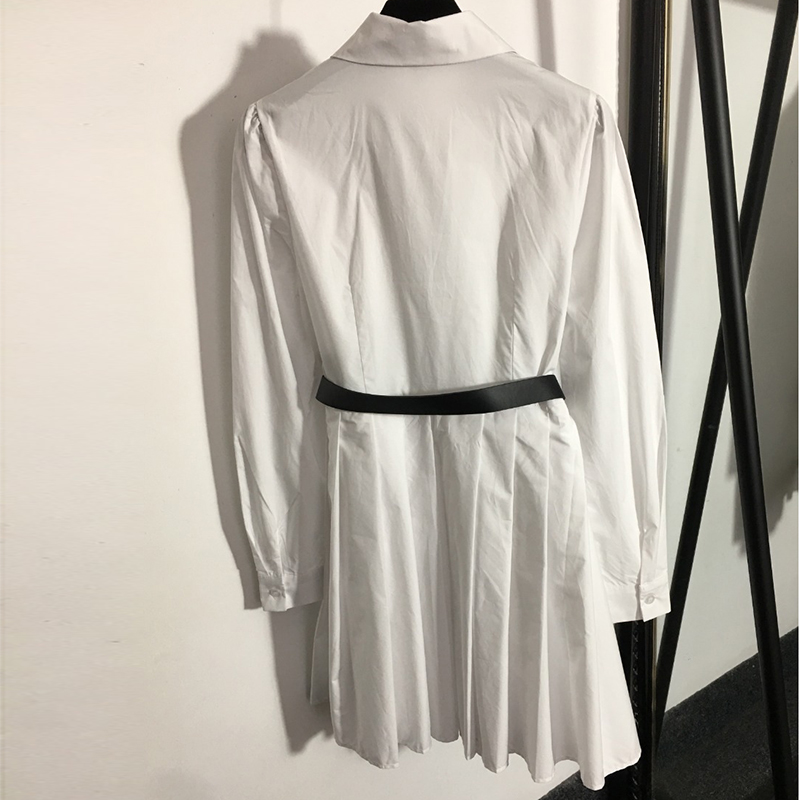 

Personality Designer Blouses Shirts Fashion Letter Embroidery Shirt Dresses Creative Belt Ornament Girls Brand T Shirt, White