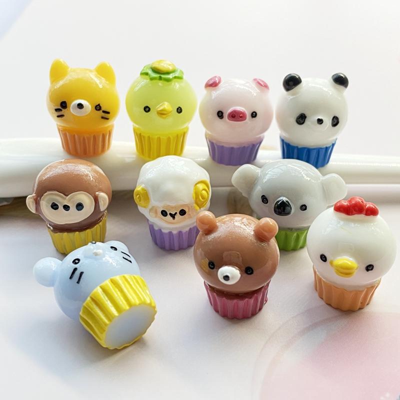 

10/20Pcs New resin Cute Mixed Cartoon animal cake Flat back Cabochon Scrapbooking Hair bow Center Embellishments DIY Accessories