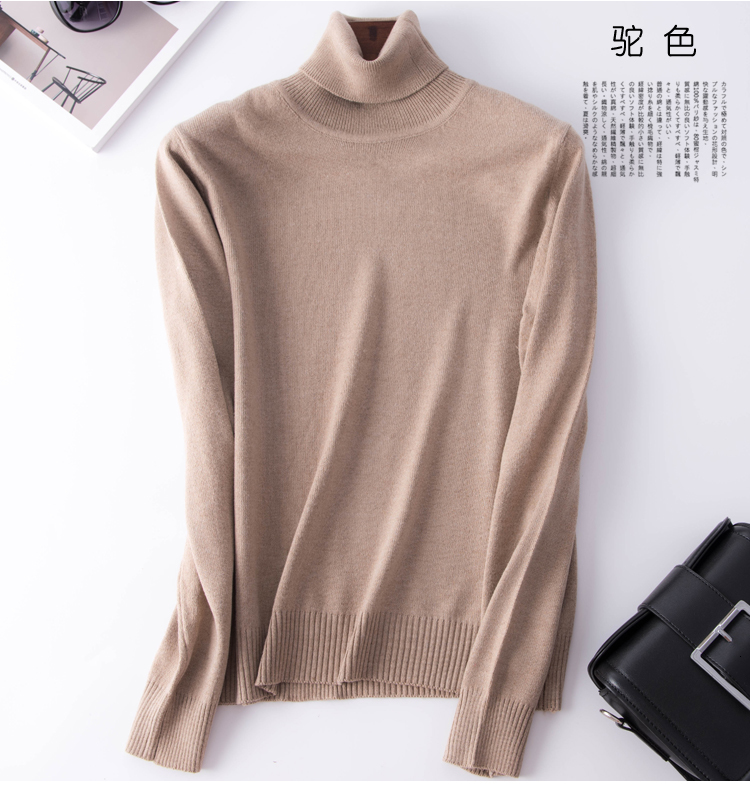 

2021 New Autumn Winter Cashmere Sweater Women Basic Warm Streetwear Pull Femme Hiver Jumper Knitted Pullover Turtleneck Sweaters V7to, Coral red