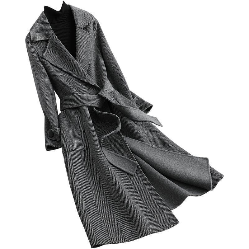 

Winter Beige Elegant Wool Blend Women Korean Fashion Black Long Coats Vintage Minimalist Woolen Overcoat Camel Oversize Outwear, Deep gray