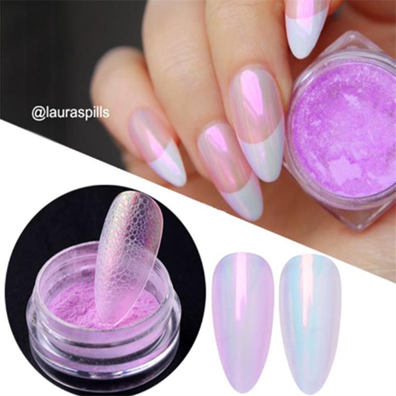 

1 Box Ice Aurora Nail Powder Shimmer Ice Pearl Transparent Mirror Nail Glitter Dust Pigment DIY Art Decorations
