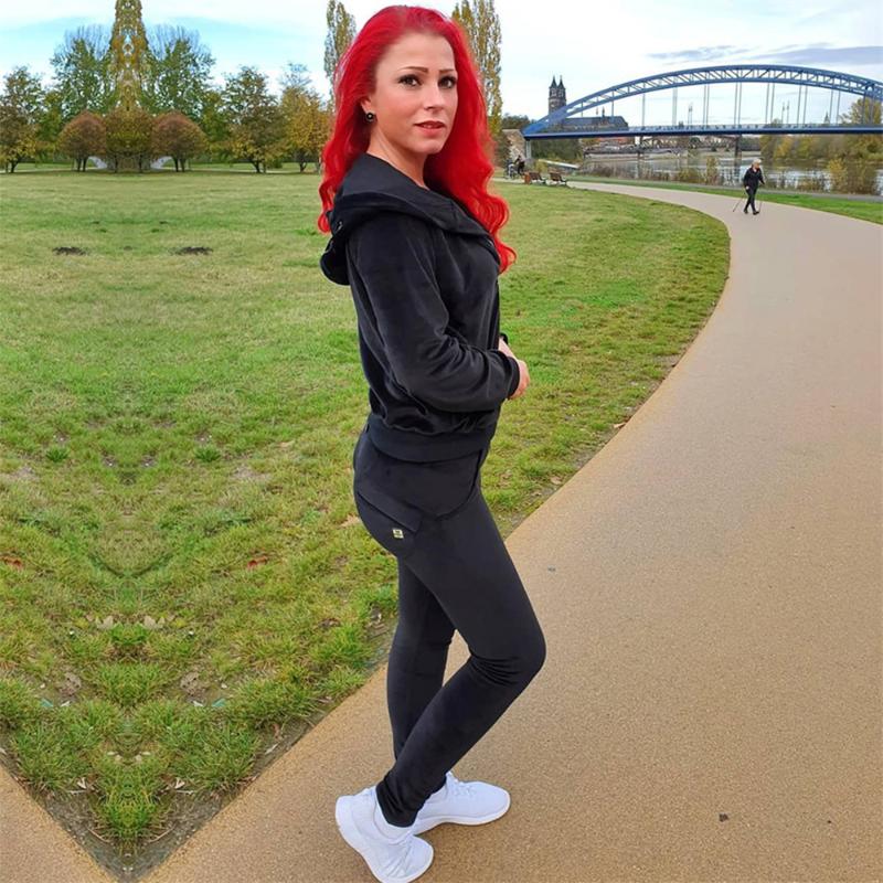 

Melody fitting push up black velvet pants women warm chenille yoga pants for winter bulift suede flannel women, 51mwbch