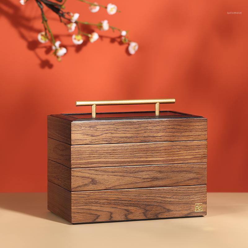 

2020 New Luxury Large Wooden Jewelry Box Organizer 4 layer Jewelry Storage Case Casket Earring Rings Necklace Jewellery Boxes1