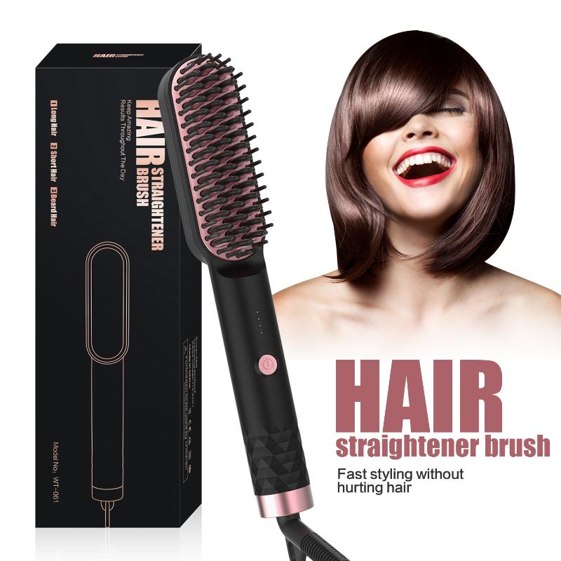 

Professional Hair Straightener Brush Beard Hot Comb Men & Women's Styling Ceramic Electric Straightening Brush Hair Styling Tool