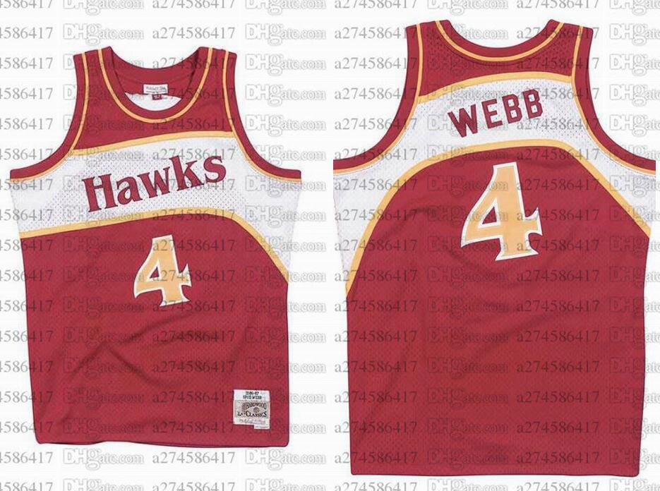 

Custom S-6XL Men women youth basketball Jersey Atlanta Hawks 4 Spud Webb 1986-87 M&S Hardwoods Classics retro Jerseys