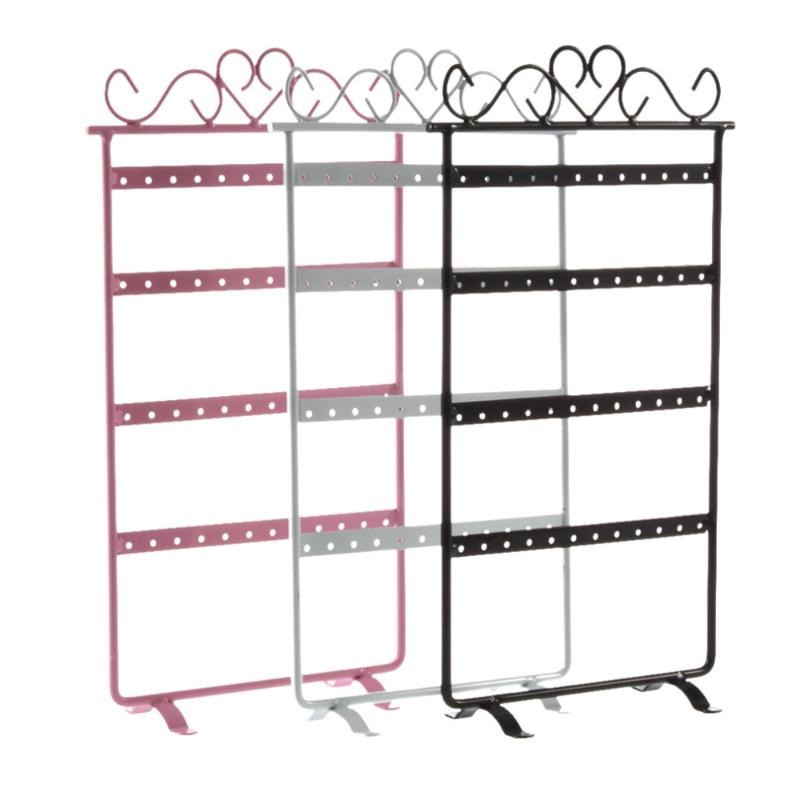 

Jewelry Pouches, Bags 48 Hole Earrings Ear Studs Display Rack Metal Holder Stand Organizer Showcase Pink 295*160mm For Retail Environment