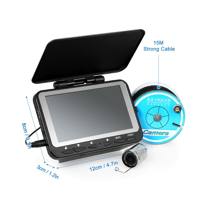 

15M / 30M 1000TVL Fish Finder Underwater Ice Fishing Camera 4.3" LCD Monitor 8 Infrared IR LED Night Vision Camera