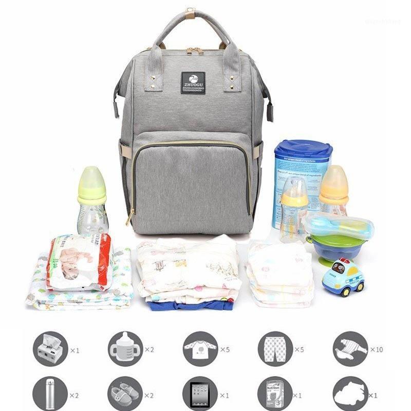 

Large capacity multifunctioanl mummy materinity nappy bag waterproof mommy bag travel backpack for baby care1, Gray